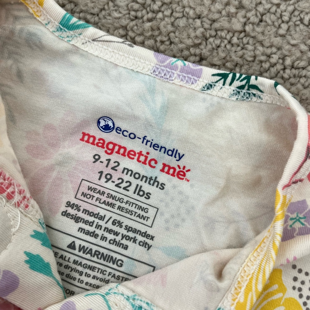 Magnetic Me Kids Ruffle Placket Foot Twotie Pajama Set -Primrose Cottage Modal - Picture 6 of 7